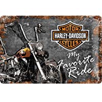 Los mejores  - Roadhouse-Store Harley Davidson Favourite Ride Placa Decorativa- Metal- Azul y Gris- 20 x 30 cm